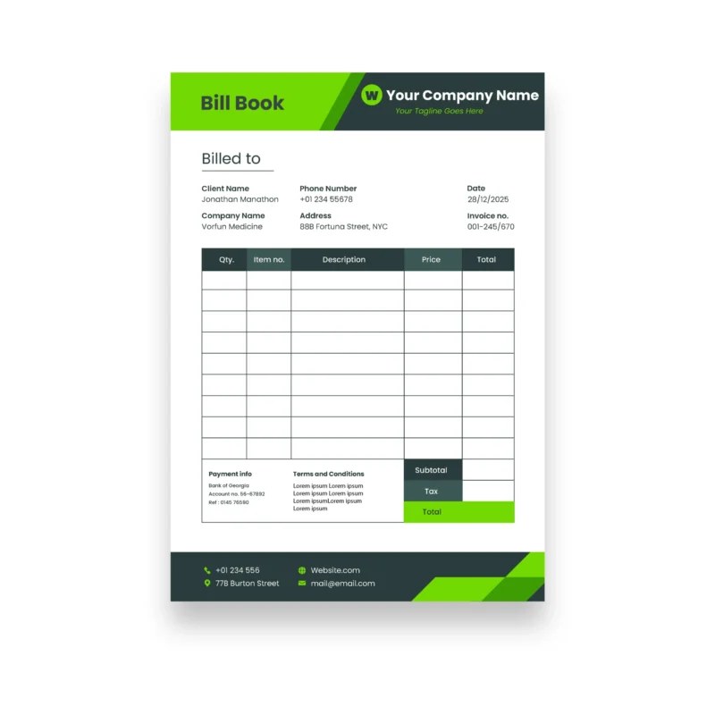 Full Colour Printed Bill Books
